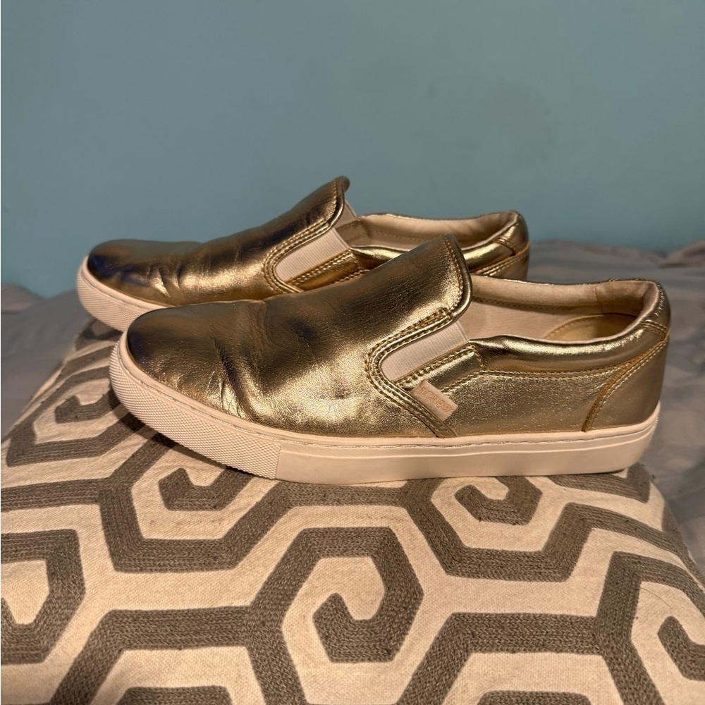 J. Crew Gold Slip-On Sneakers with Metallic Finish
